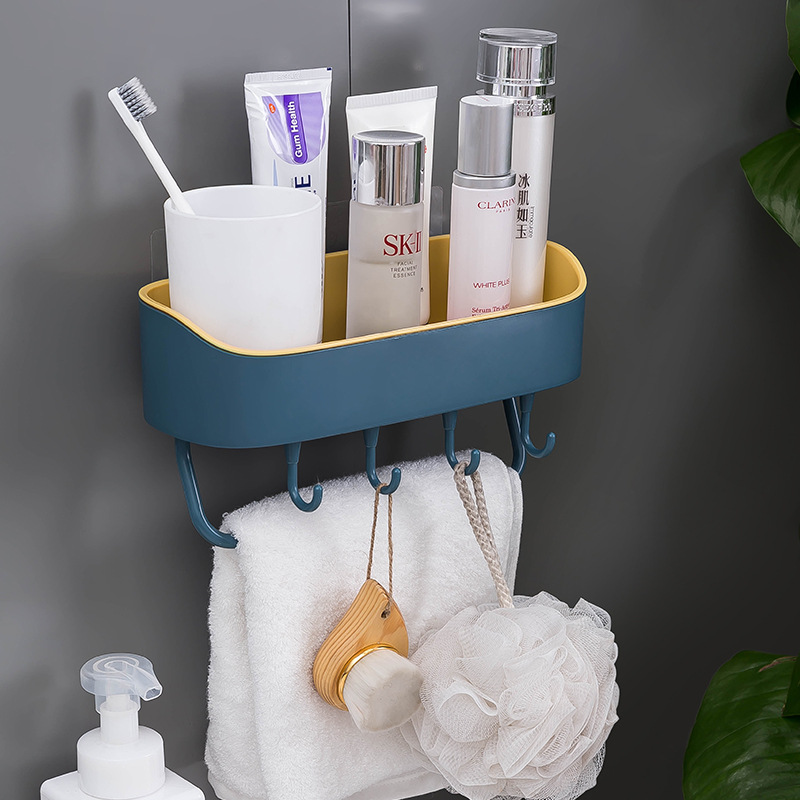 Towel rack without perforation, bathroom storage rack, bathroom and kitchen adhesive storage rack, toiletries storage rack Specification image