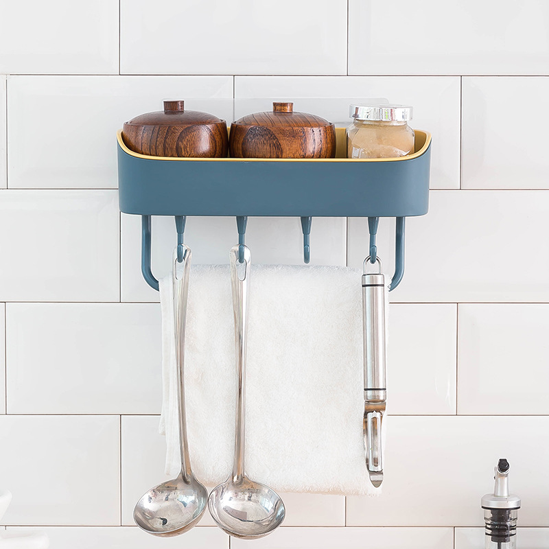 Towel rack without perforation, bathroom storage rack, bathroom and kitchen adhesive storage rack, toiletries storage rack Item Picture