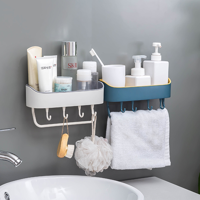 Towel rack without perforation, bathroom storage rack, bathroom and kitchen adhesive storage rack, toiletries storage rack