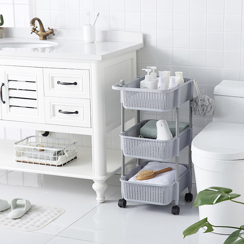 Portable trolley, multi-layer storage basket, kitchen and bathroom sundries storage basket, portable layered storage rack details Picture
