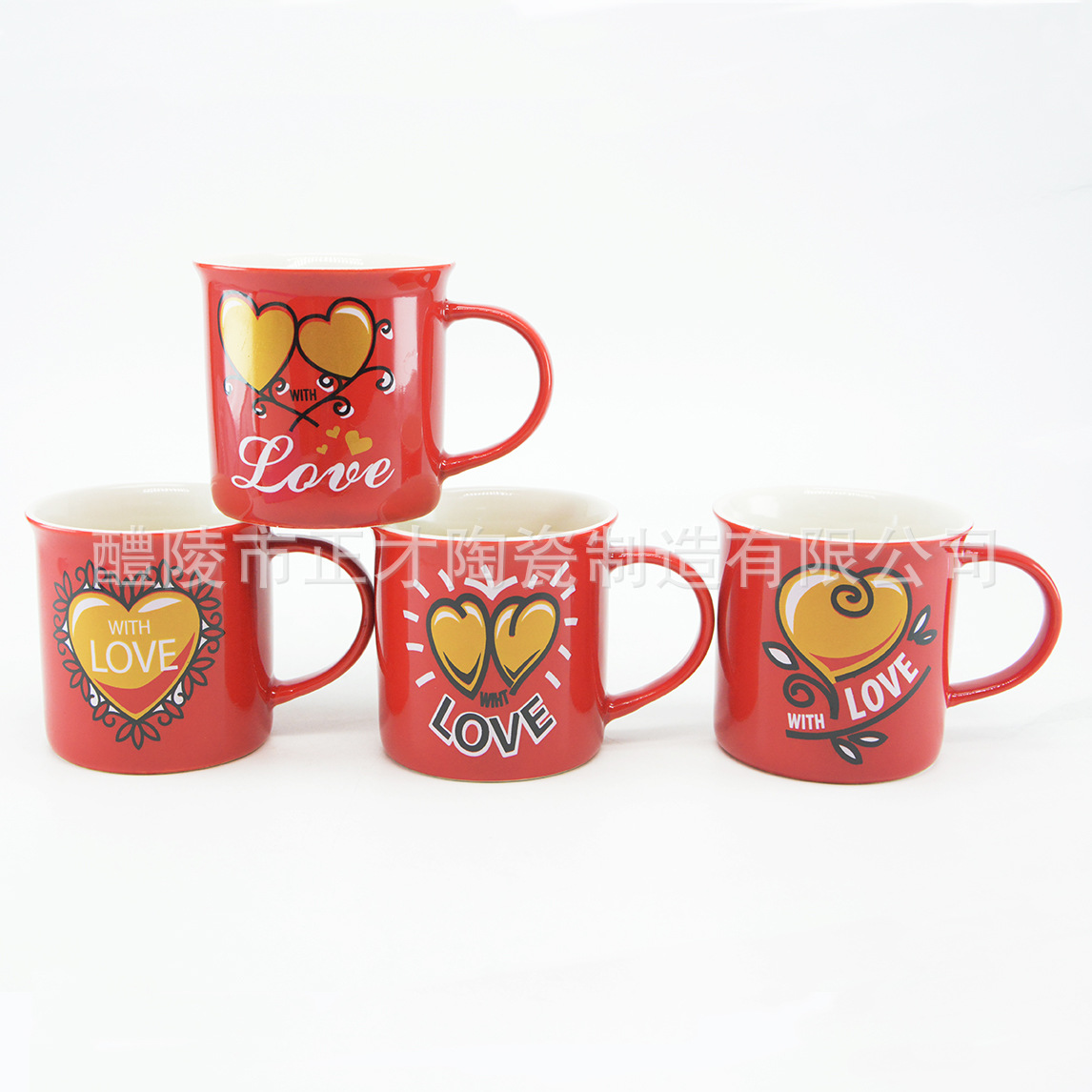 Valentine's Day ceramic cups can be customized as promotional gift cups, enamel-like ceramic cups, and Valentine's Day gift cups
