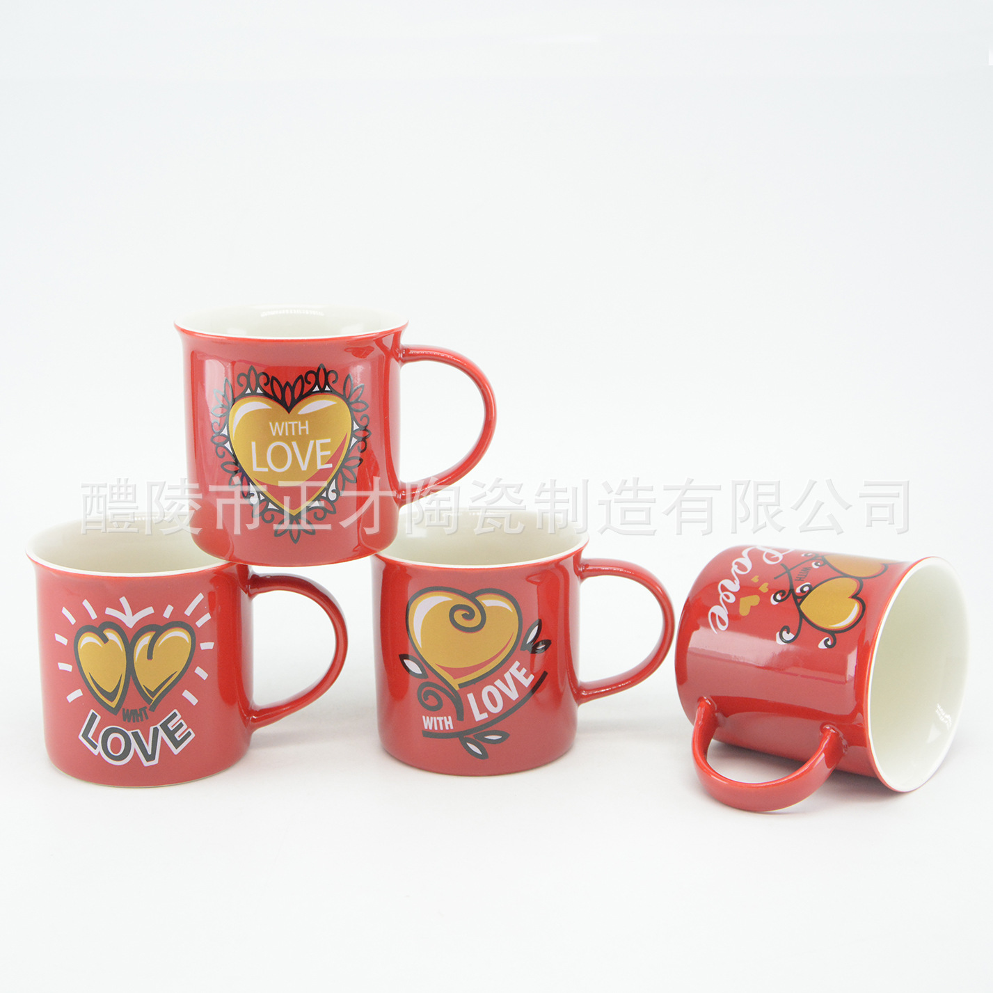 Valentine's Day ceramic cups can be customized as promotional gift cups, enamel-like ceramic cups, and Valentine's Day gift cups Item Picture