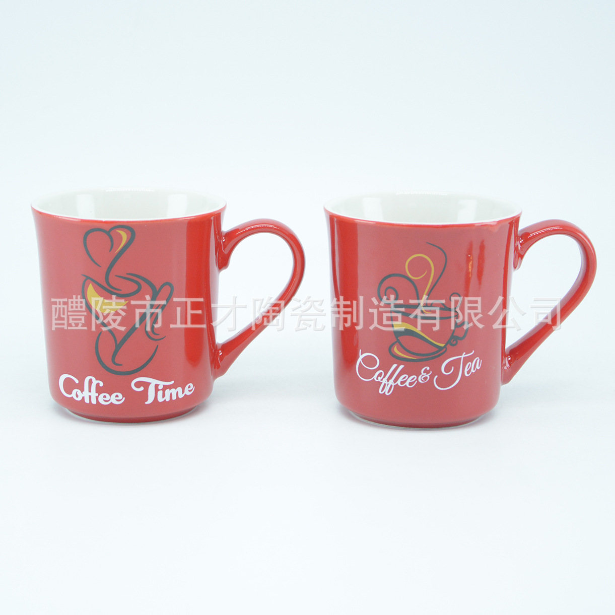 New red coffee ceramic cups, customizable promotional advertising cups, cartoon coffee cups and water cups Application Scenario