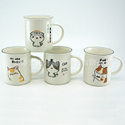 Cartoon cat ceramic cups, customizable promotional gifts, advertising cups, ceramic water cups details Picture