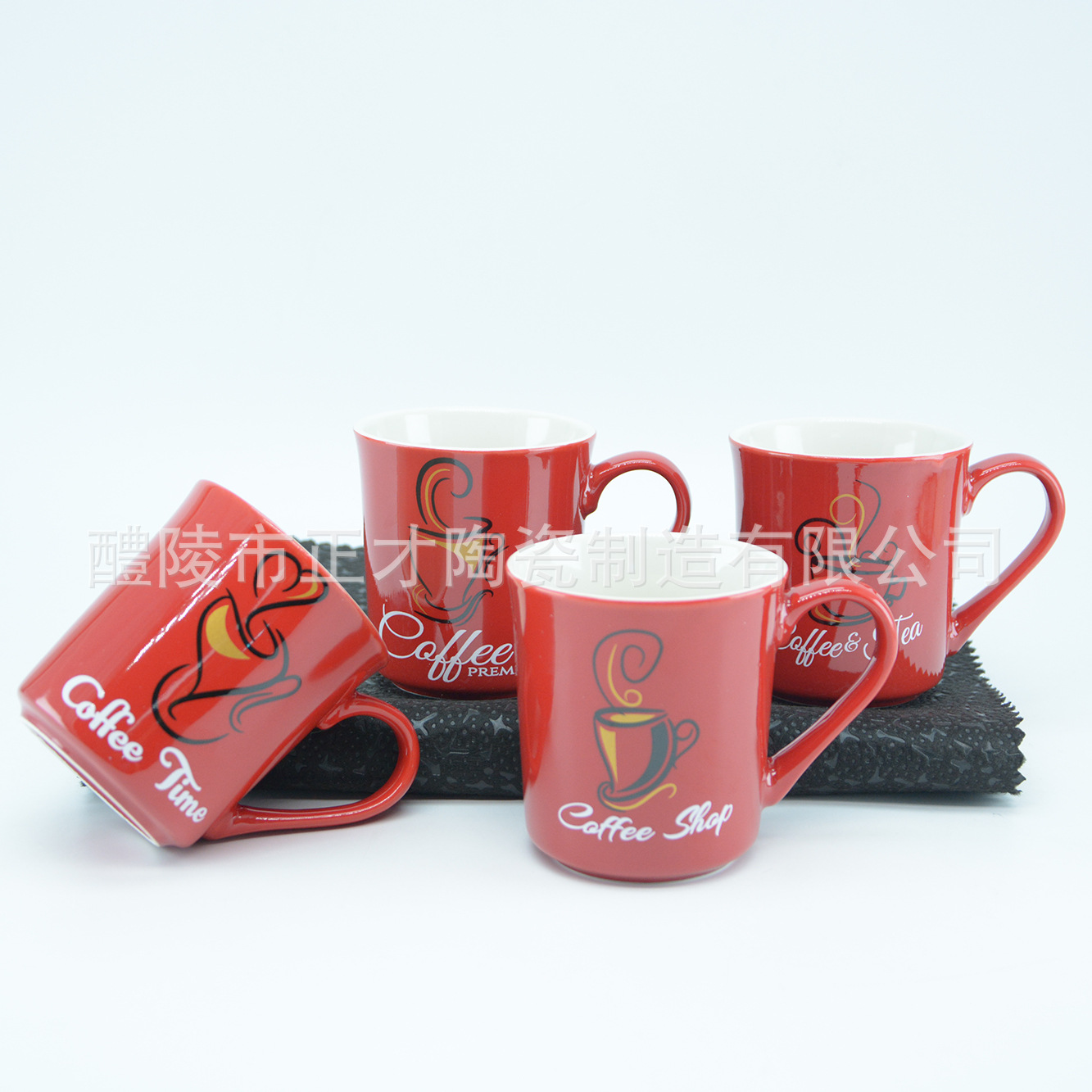 New red coffee ceramic cups, customizable promotional advertising cups, cartoon coffee cups and water cups