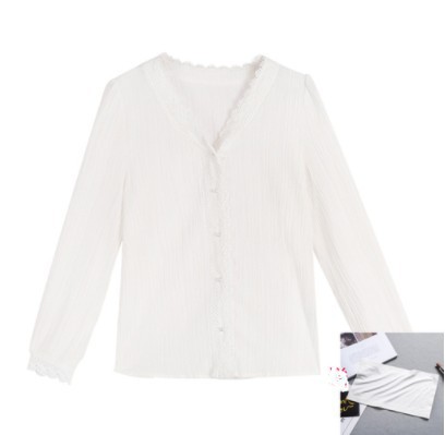 Chiffon shirt for women, 2019 new spring collection, Korean V-neck top, long-sleeved, stylish design, niche white shirt Item Picture