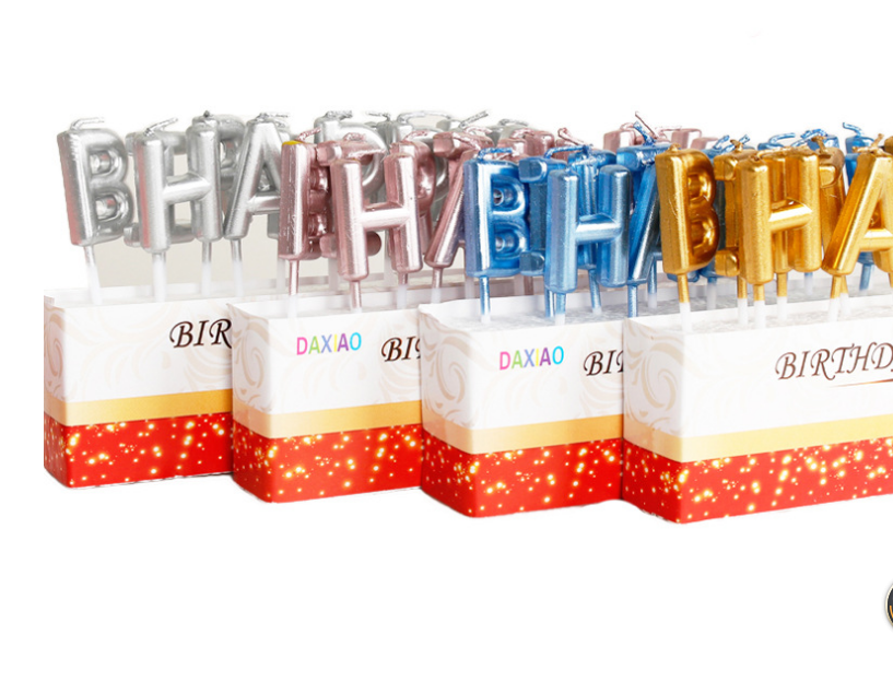 Alphabet candles gold gold gold gold happy birthday cake candle decoration craft thumbnail