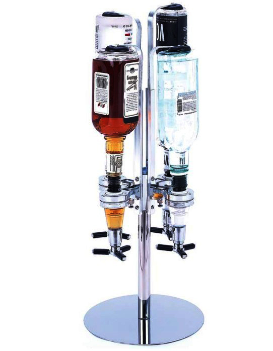Metal four-head inverted rotating dosing cocktail bar cocktail set, four bottles details Picture