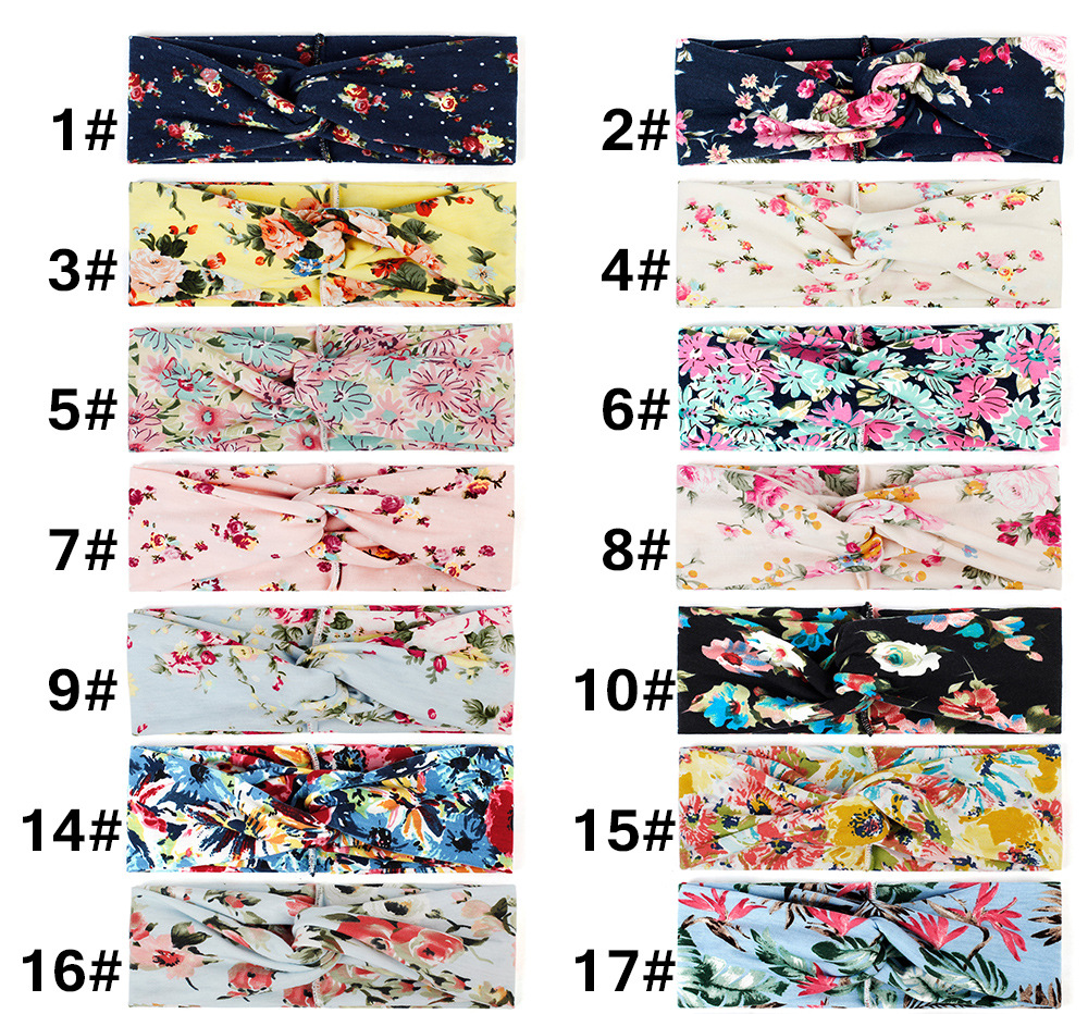 Europe and the United States sell rose knot head ornaments wholesale cross elastic headband scarf Specification drawing