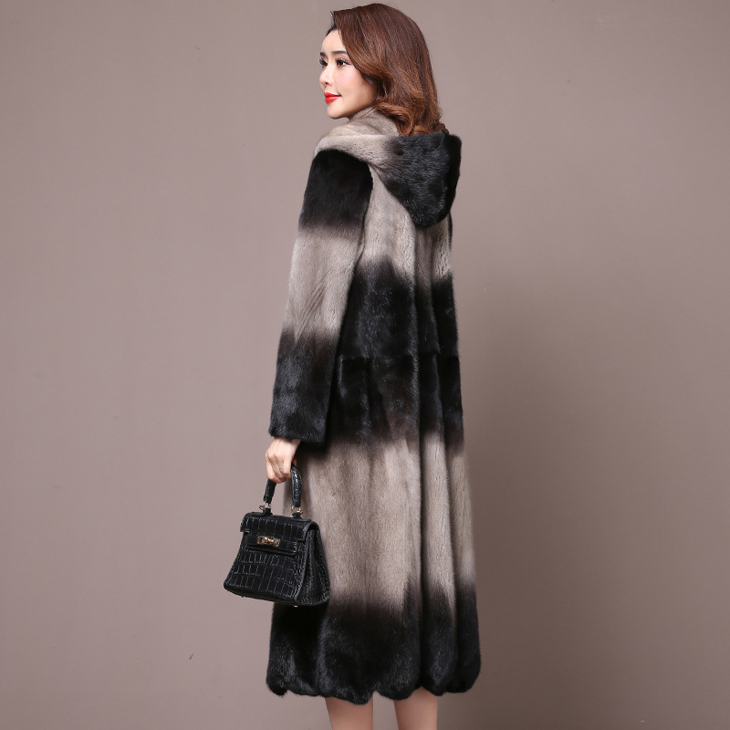 Women's mink fur coat, mid-length mink fur imitation coat, 2019 new style with hood and fashionable section dyeing Application Scenario