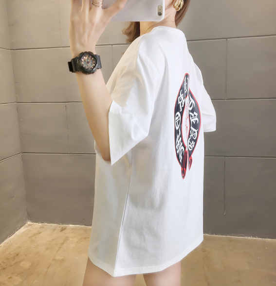 Summer Hong Kong-style cec short-sleeved T-shirt for women, Korean style, loose and trendy, ins pure cotton half-sleeved Application Scenario