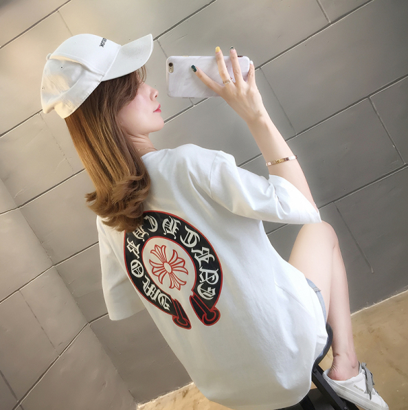 Summer Hong Kong-style cec short-sleeved T-shirt for women, Korean style, loose and trendy, ins pure cotton half-sleeved details Picture