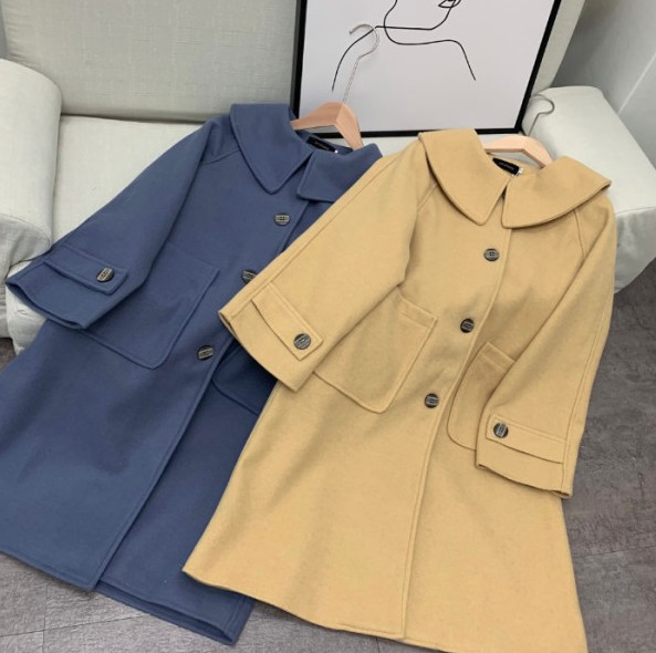 Xia Shiwen's custom-made textured woolen coat for women's winter, a retro doll-neck woolen coat in mid-length style Application Scenario