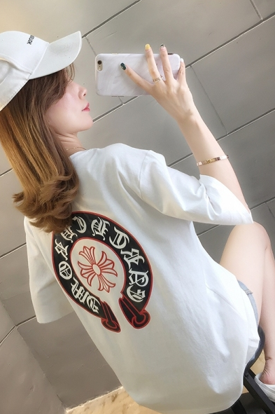 Summer Hong Kong-style cec short-sleeved T-shirt for women, Korean style, loose and trendy, ins pure cotton half-sleeved Item Picture