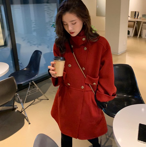 Napoleon's Battle ~ Stylish stand-up collar woolen coat, short woolen coat for petite women Specification image