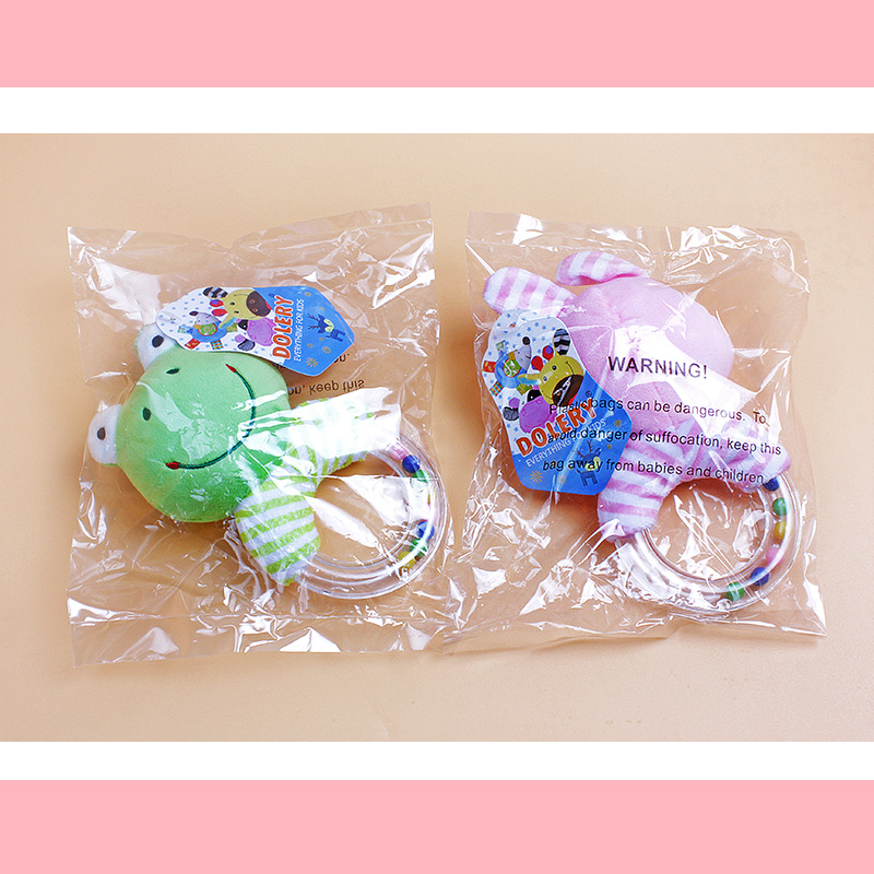 Infant and toddler plush cartoon cute animal hand-cranked bell grasping toy, baby intelligence soothing doll Item Picture