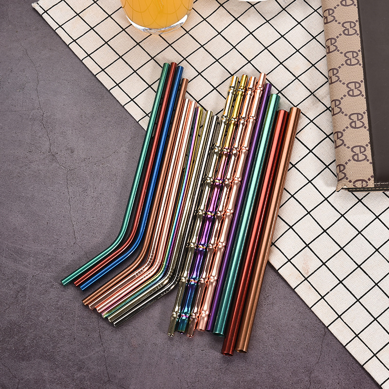 collapsible stainless steel straw跨境新款彩色金属奶茶吸管套 户外 家用 便携易清洁吸管