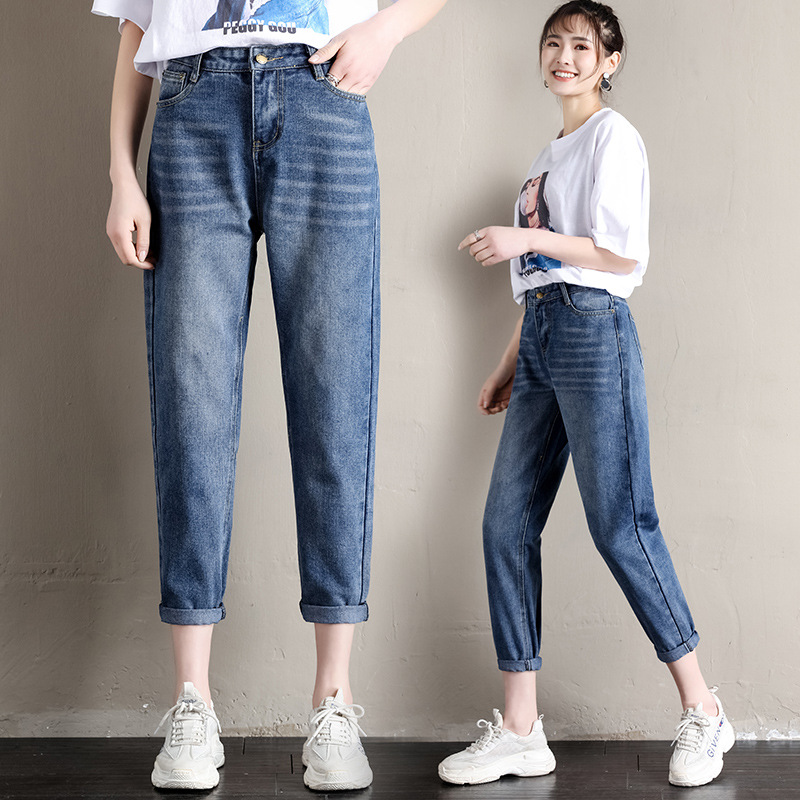 2020 Spring Collection S87# Real photos of the new straight-leg jeans, trendy Korean student high-waisted loose dad pants for women Specification image
