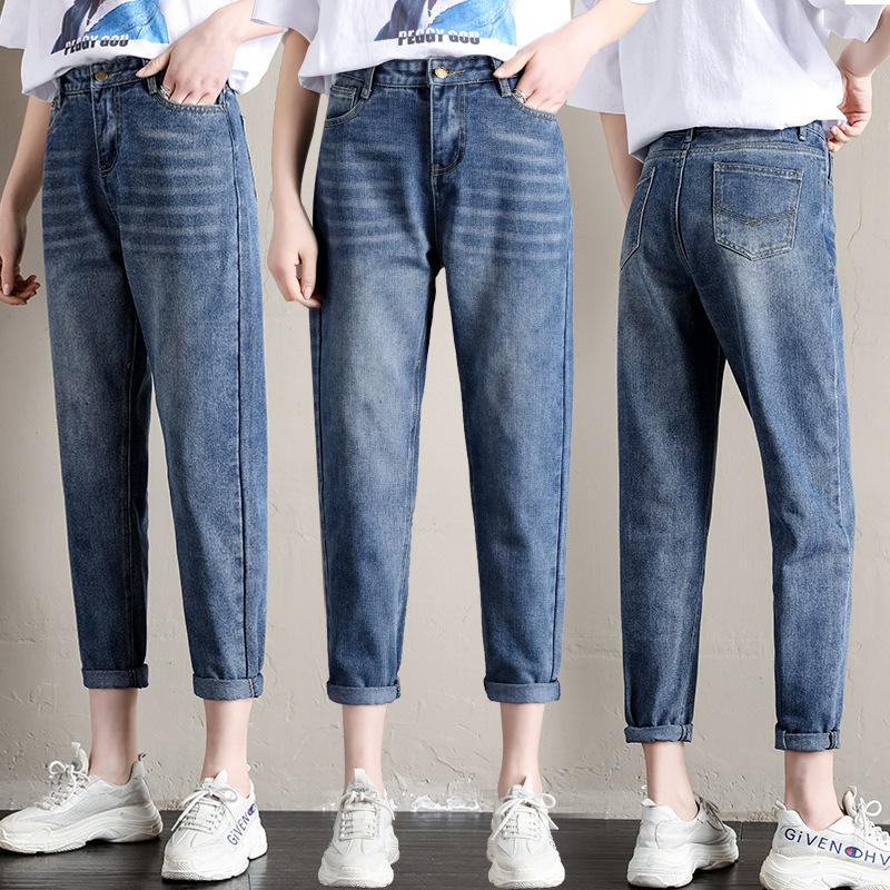 2020 Spring Collection S87# Real photos of the new straight-leg jeans, trendy Korean student high-waisted loose dad pants for women Application Scenario