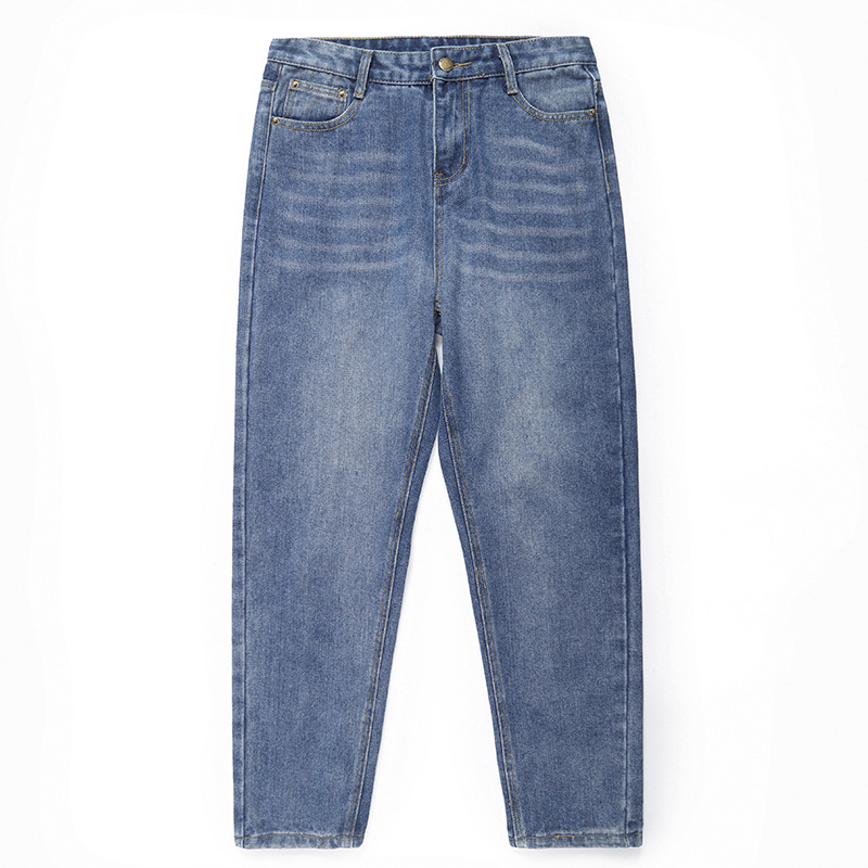 2020 Spring Collection S87# Real photos of the new straight-leg jeans, trendy Korean student high-waisted loose dad pants for women Item Picture