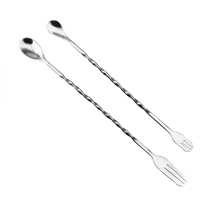 The spoon is a stainless steel thickened long-handled stirring rod, a cocktail, coffee and milk tea stirring spoon, and a long bar spoon Item Picture