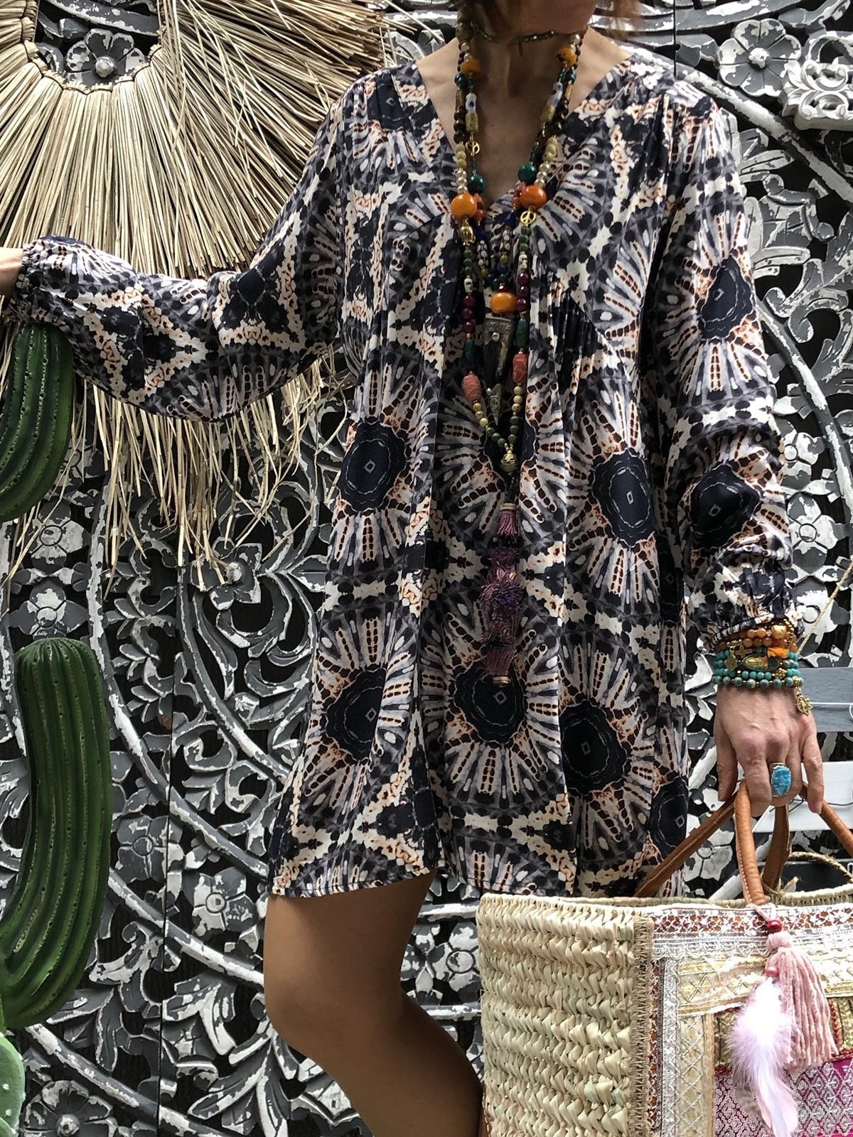New ethnic-style printed long dress from Amazon wish, plus-size cross-border women's dress Item Picture