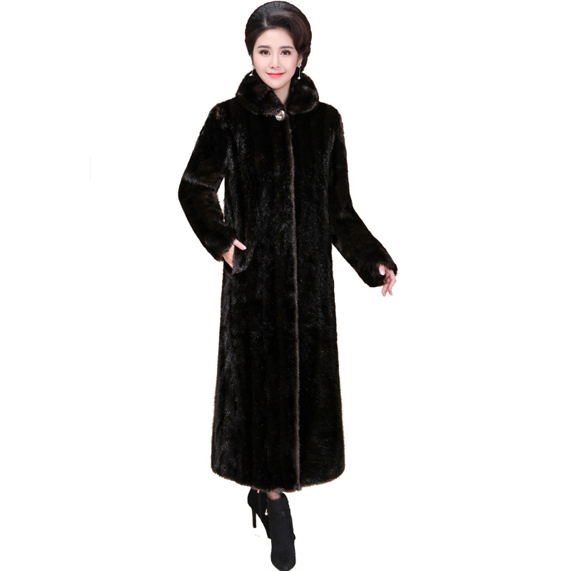 New autumn/Winter 2019 collection of high-end fur and mink faux fur coats for middle-aged and elderly women, long coats for mothers and winter wear Item Picture