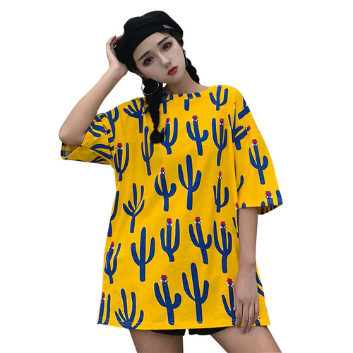 Korean style versatile 2019 New Summer Harajuku Loose cactus short-sleeved T-shirt Item Picture