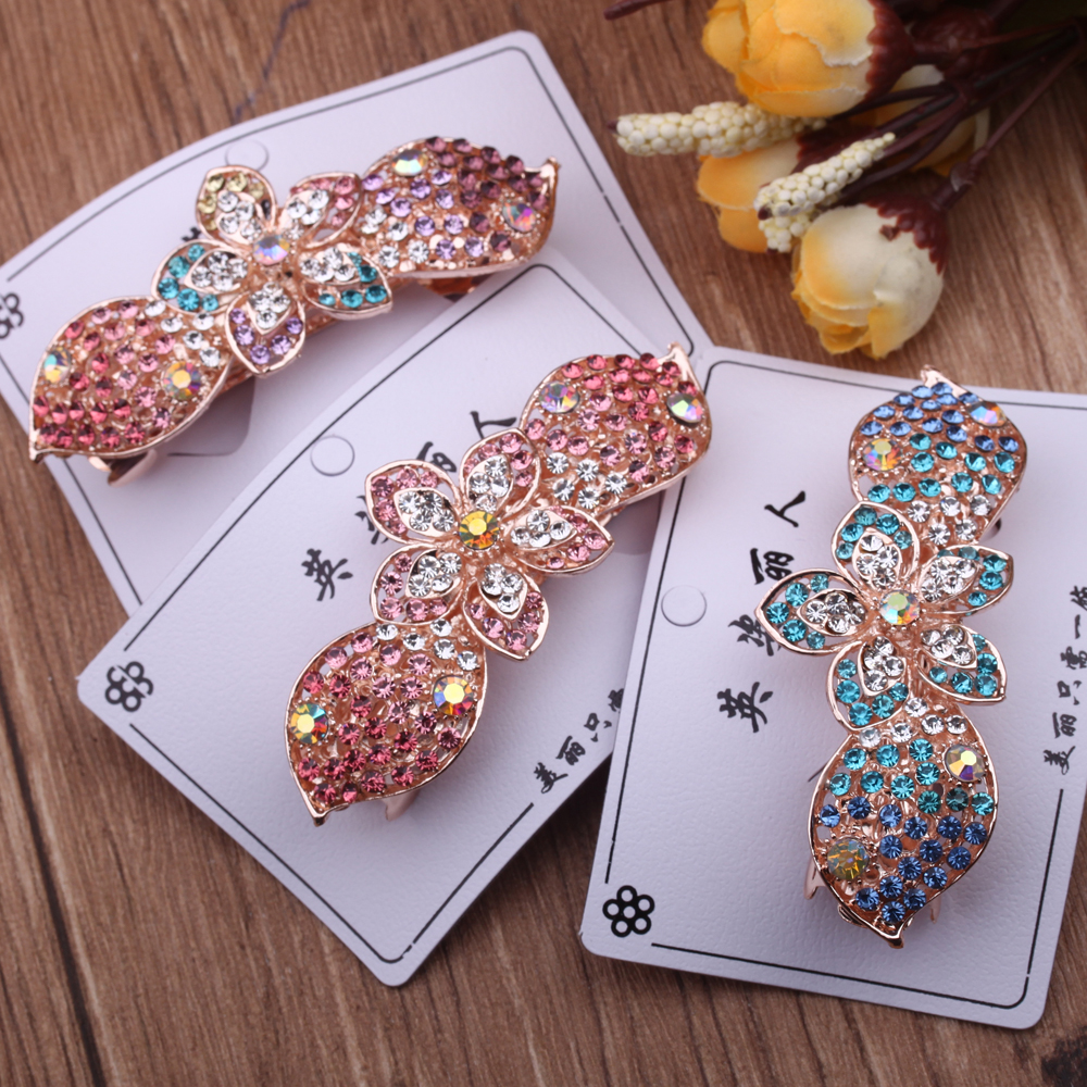 Rhinestone bun hair clip head accessory, women's fashion spring clip, large top clip, ponytail tie, straight clip, horizontal clip Specification image