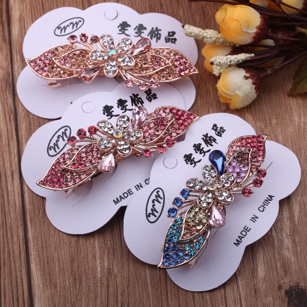 Rhinestone bun hair clip head accessory, women's fashion spring clip, large top clip, ponytail tie, straight clip, horizontal clip