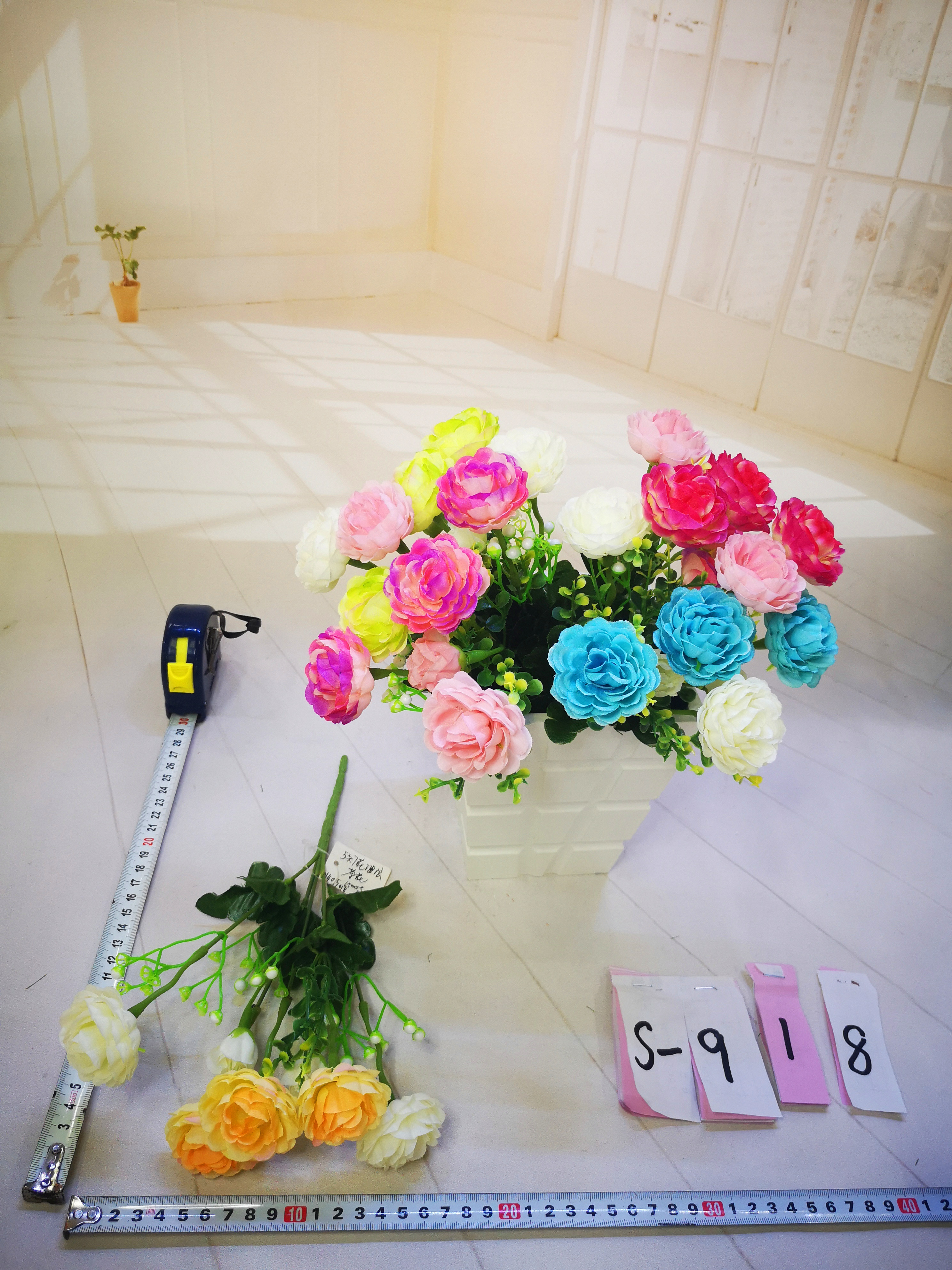 Factory direct sales of 5-head 7-flower wavy camellia artificial flowers