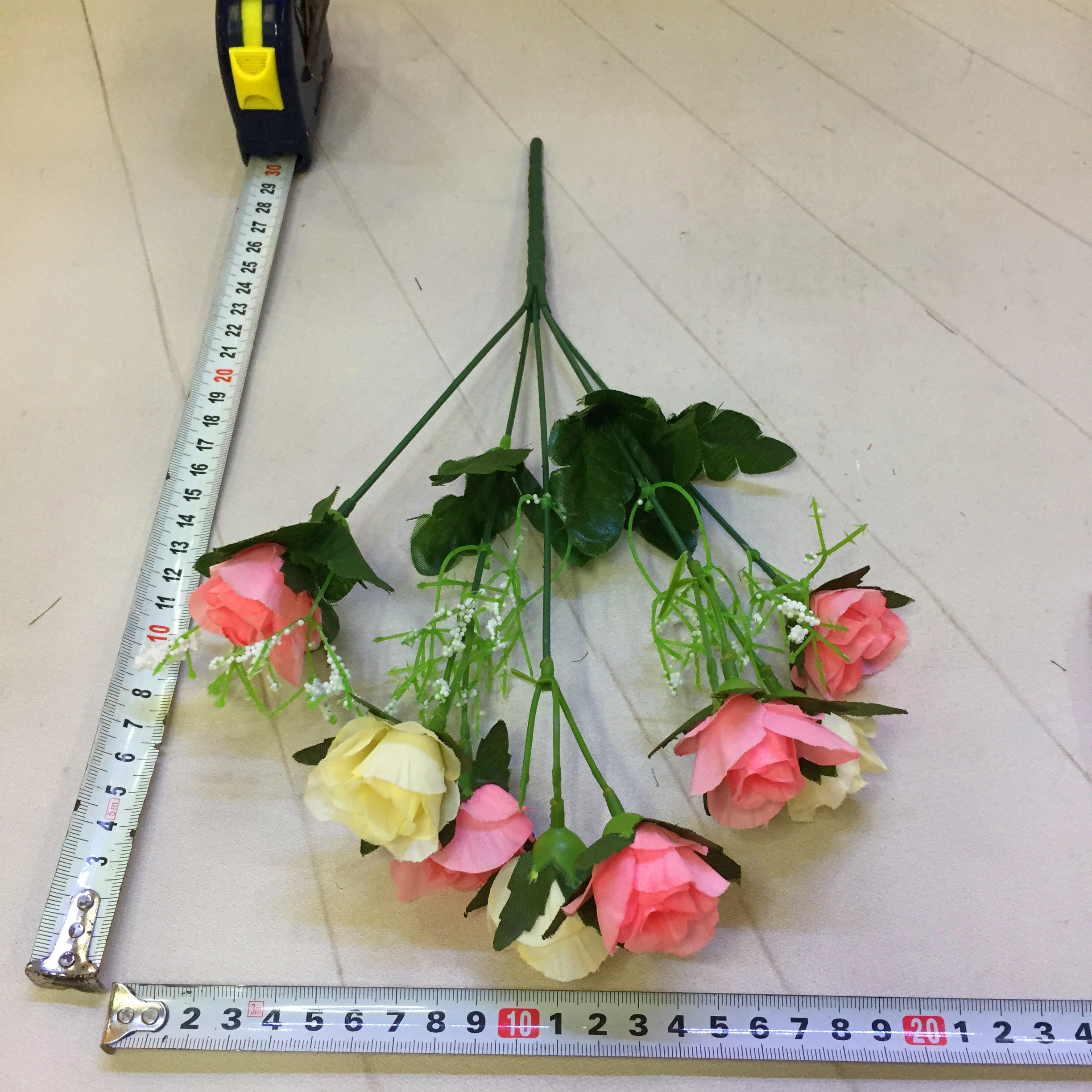 Factory direct sales of 5-head 7-flower wavy camellia artificial flowers details Picture