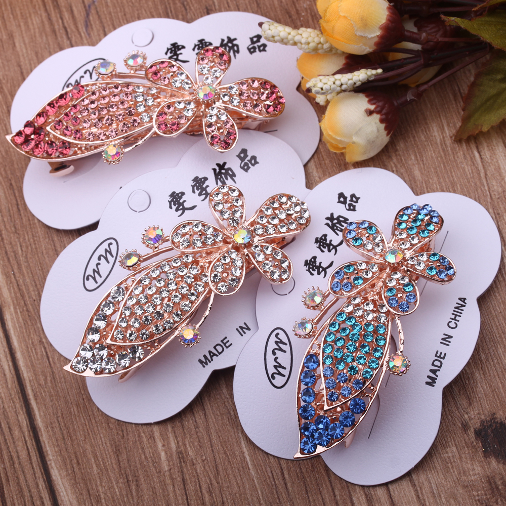 Rhinestone bun hair clip head accessory, women's fashion spring clip, large top clip, ponytail tie, straight clip, horizontal clip Item Picture