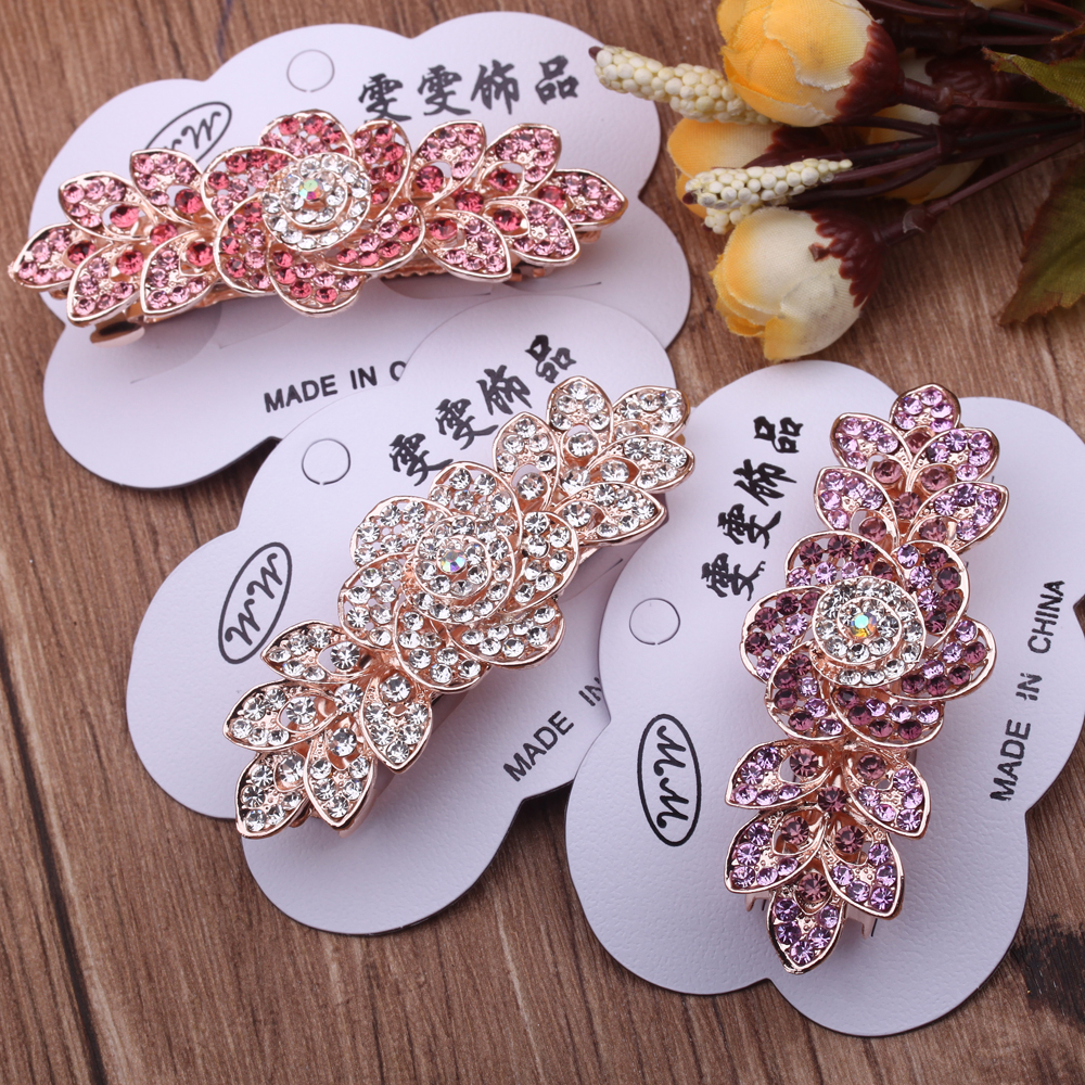 Rhinestone bun hair clip head accessory, women's fashion spring clip, large top clip, ponytail tie, straight clip, horizontal clip Application Scenario