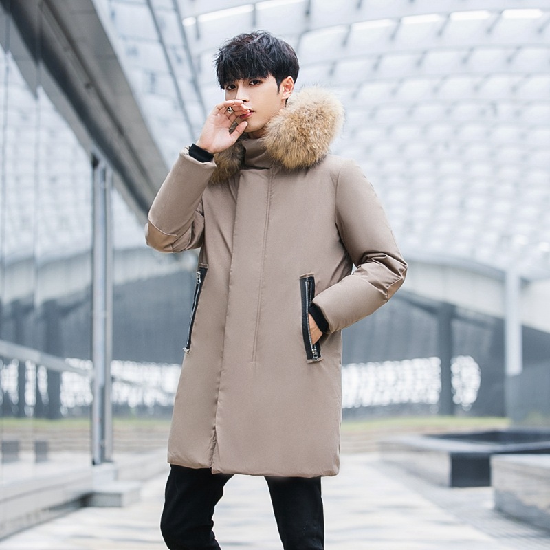 New winter thickened hooded slimming mid-sized down jacket for men, Korean youth fashion with a large fur collar, sent out 1780 Application Scenario
