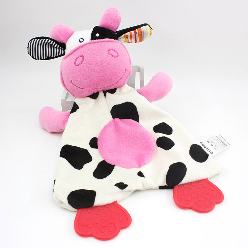 Baby teething ring soothing towel with rattle teething ring to soothe the baby's mood, hand-held towel toy Application Scenario