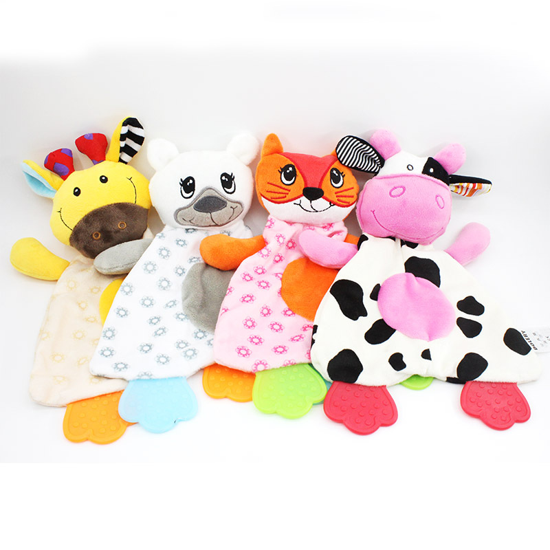 Baby teething ring soothing towel with rattle teething ring to soothe the baby's mood, hand-held towel toy details Picture