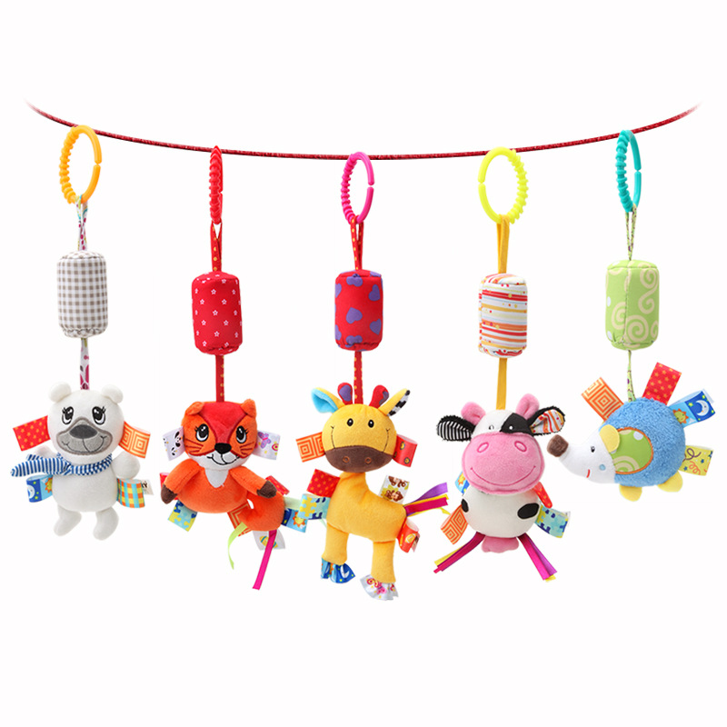 Baby animal stroller pendant, baby wind chime bed hanging bell, infant and toddler plush toy details Picture
