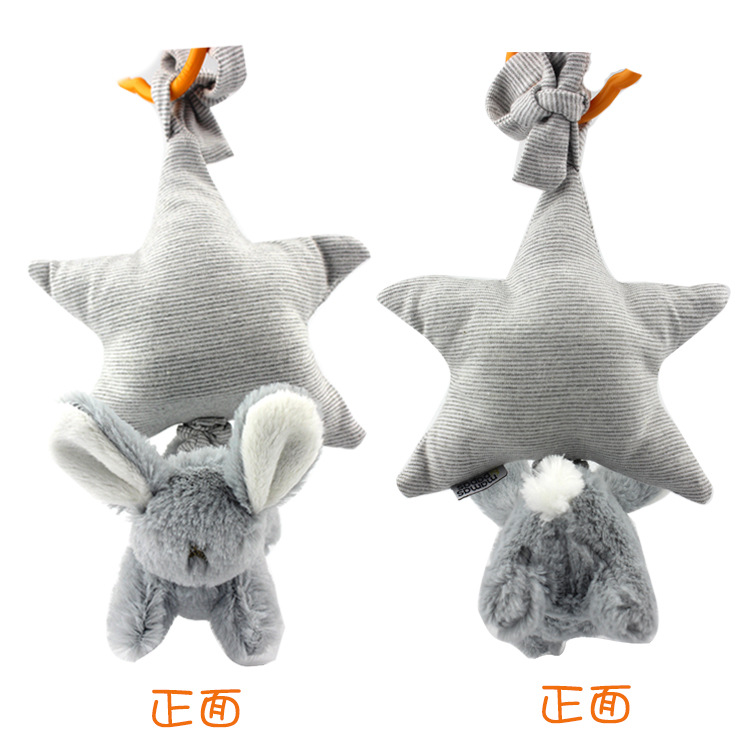 Star Little White Rabbit rattle bed, trailer, plush music box, rattle baby toy details Picture