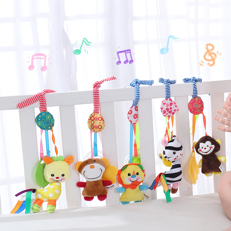 Baby lathe, rubber ring, bell, music, small bed, 0-1-year-old baby stroller, hanging toy details Picture