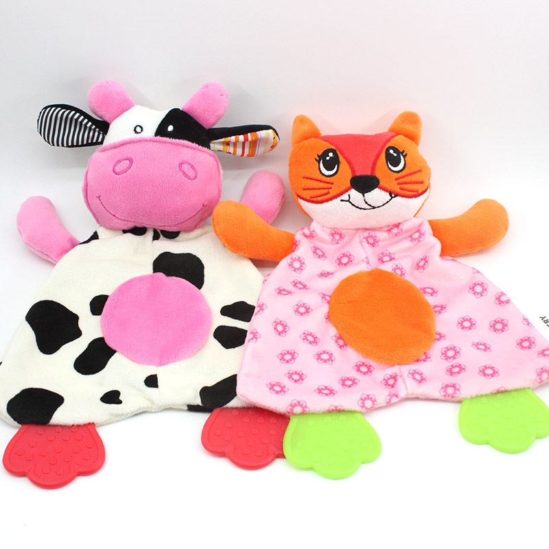 Baby teething ring soothing towel with rattle teething ring to soothe the baby's mood, hand-held towel toy Specification image