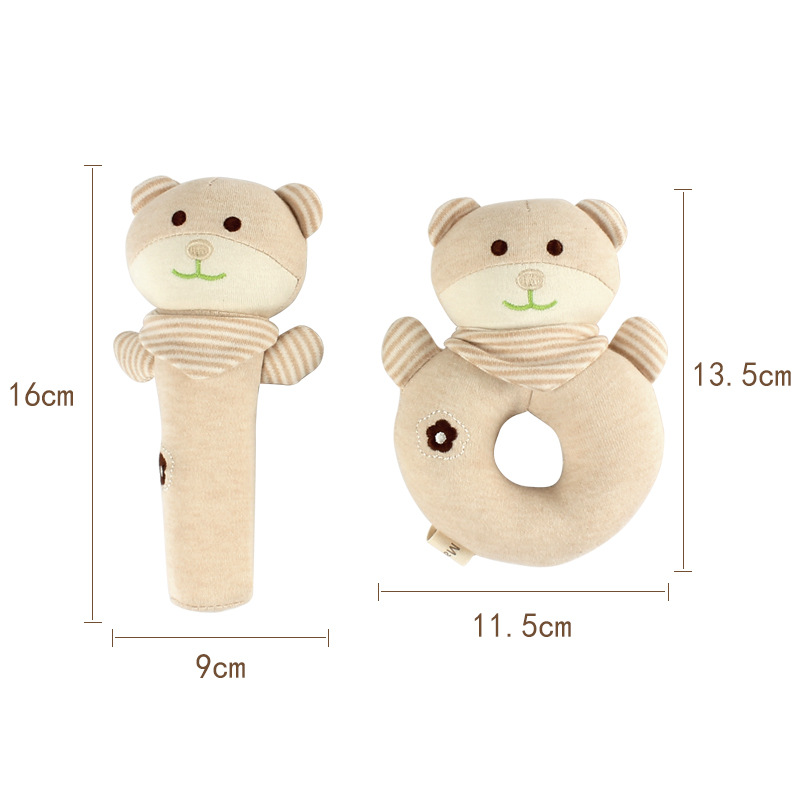 New Cotton Baby hand-cranked ring set, baby soothing rattle toy, cute animal BB stick, hand-cranked stick details Picture