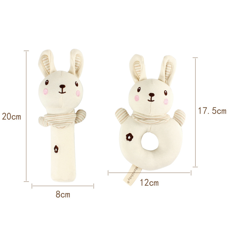 New Cotton Baby hand-cranked ring set, baby soothing rattle toy, cute animal BB stick, hand-cranked stick Specification image