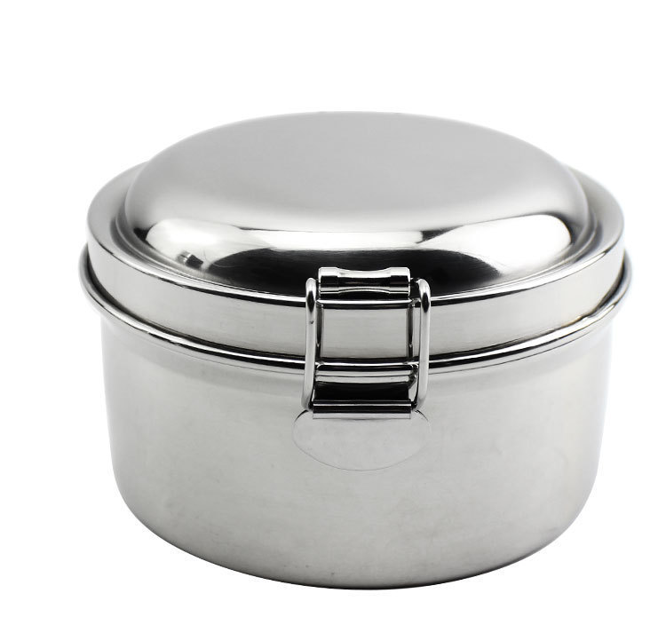 304 stainless steel children's lunch box with buckle reinforcement, student lunch box, round multi-layer lunch box, custom wholesale Specification image