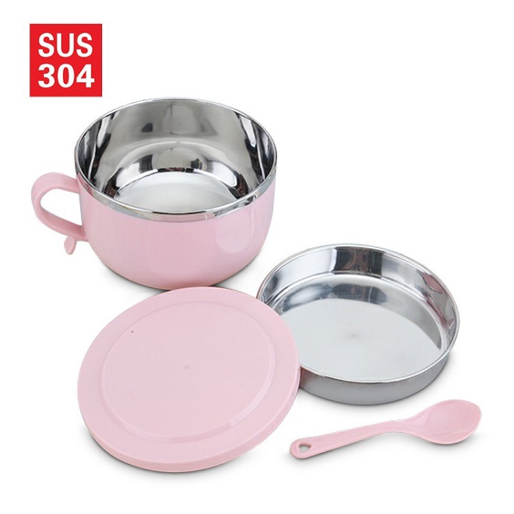 304 stainless steel fast food cup, anti-scald instant noodle bowl, Nordic color lunch box, double-layer student and adult cafeteria lunch box