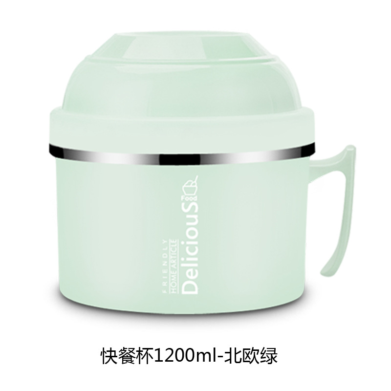 304 stainless steel fast food cup, double-layer student cafeteria lunch box, instant noodle cup, heat-resistant instant noodle bowl, Nordic-style lunch box details Picture