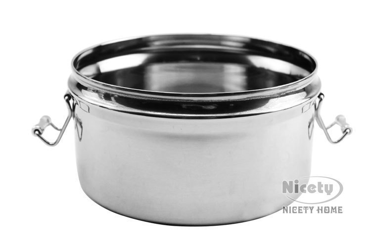 304 stainless steel children's lunch box with buckle reinforcement, student lunch box, round multi-layer lunch box, custom wholesale Item Picture