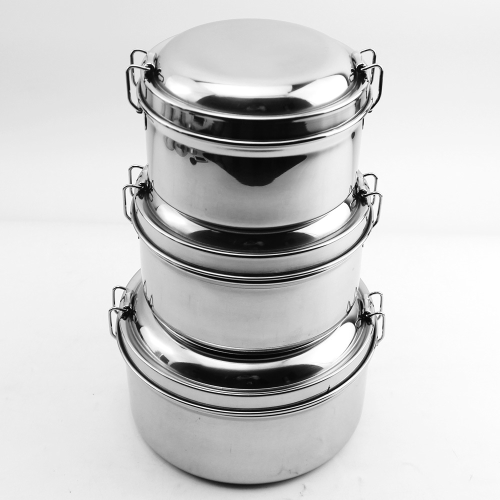 304 stainless steel children's lunch box with buckle reinforcement, student lunch box, round multi-layer lunch box, custom wholesale Application Scenario