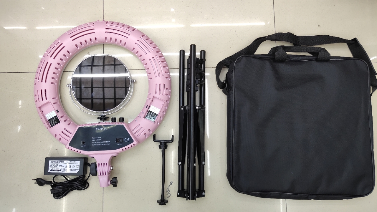 18寸手机美颜自拍直播灯三脚架环形补光灯摄影照相环形灯网红神品白底实物图