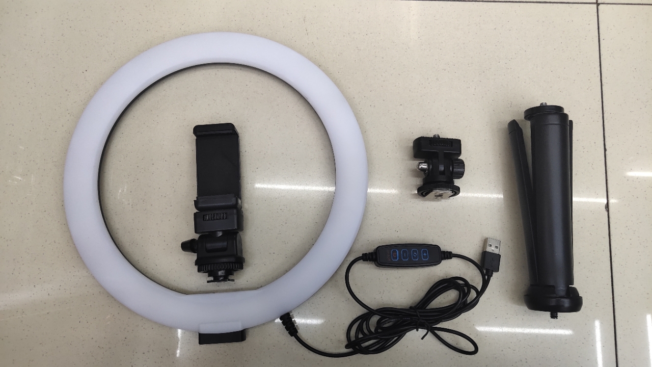 10寸手机美颜自拍直播灯三脚架环形补光灯摄影照相环形灯网红神品细节图